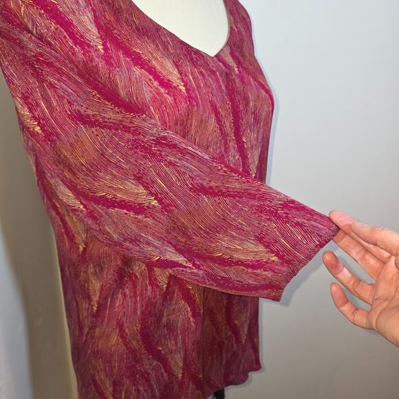 Scully Burgundy Artsy Tunic Top Women's Size S Long Sleeve Forest Fairy Western - Picture 5 of 9